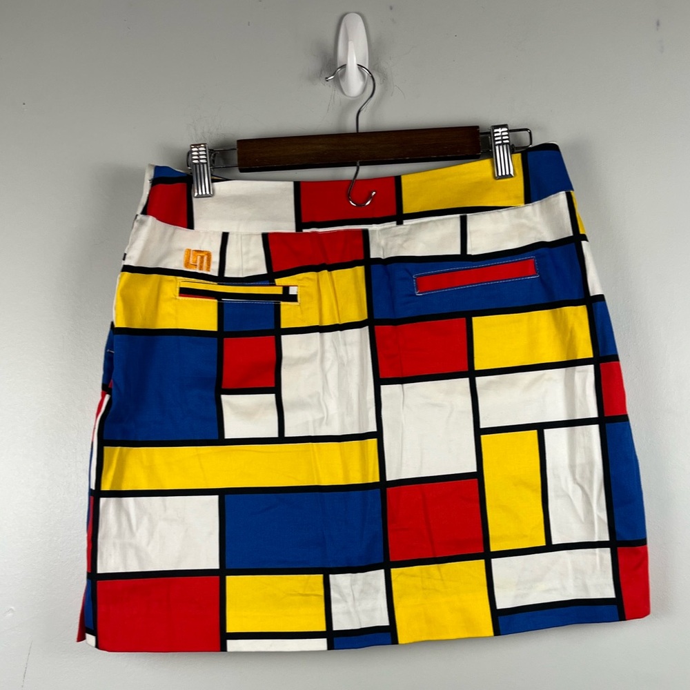 Loudmouth geometric Mondrian print retro women's golf Dutch treat mini skirt 10 - Picture 5 of 5